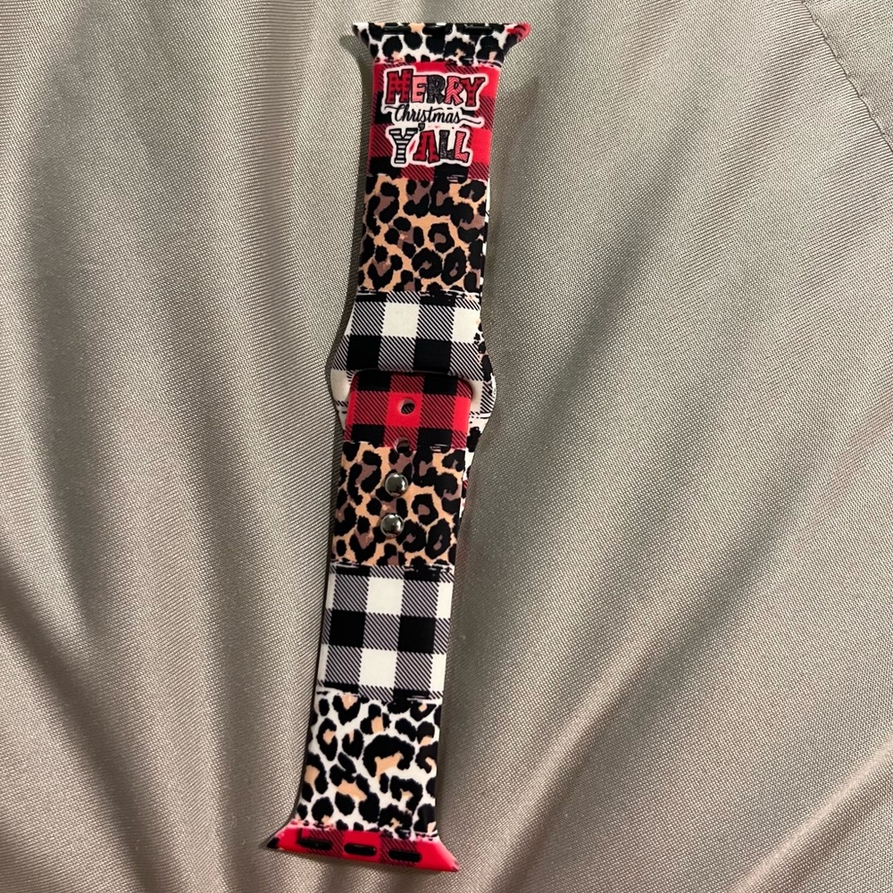 ❗️BOGO❗️ Merry Christmas y’all cheetah plaid Apple Watch band (38/40/41mm)